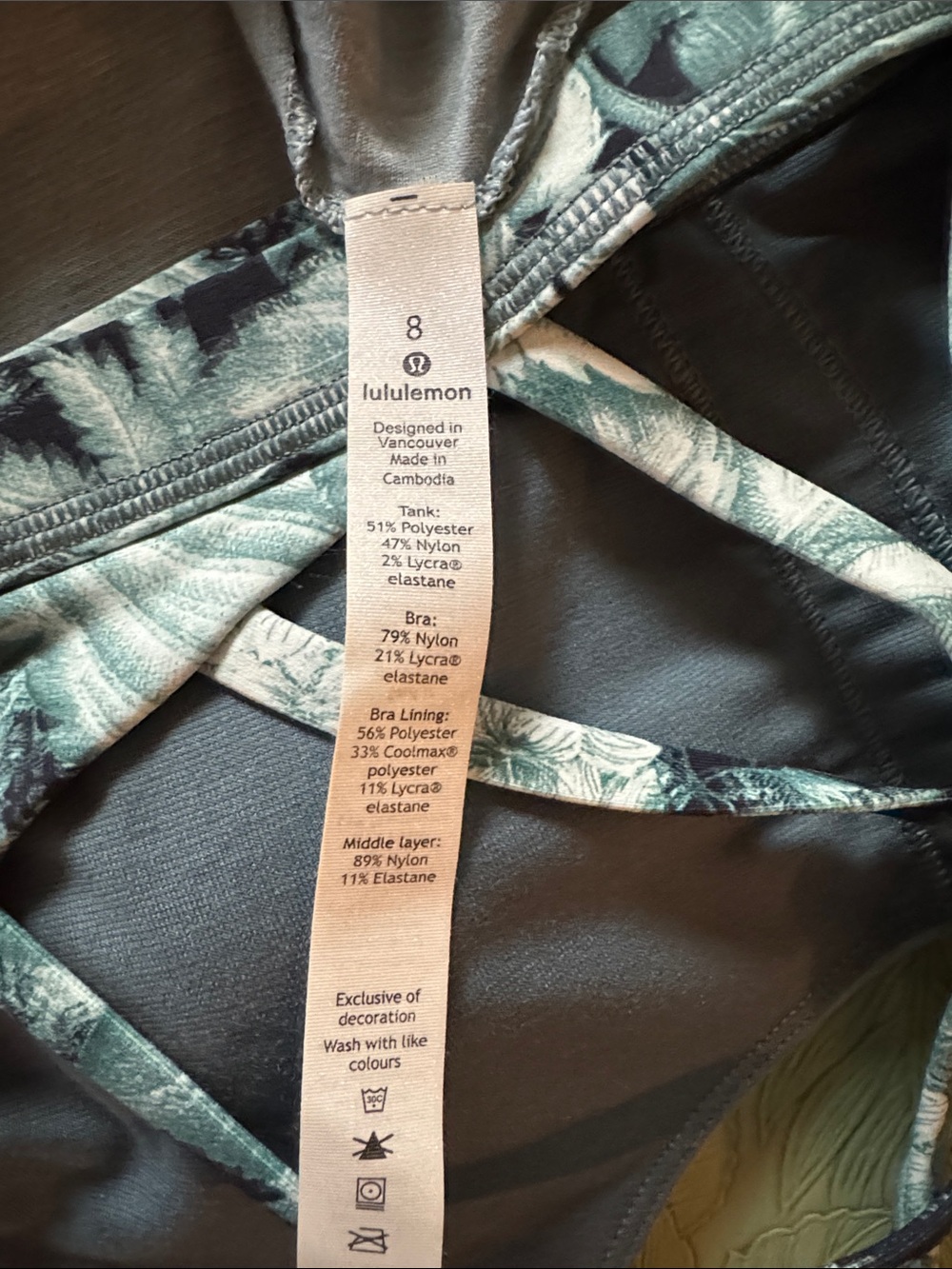 Peloton Green Womens Crossback Performance Tank with Patterned Straps - Picture 6 of 6